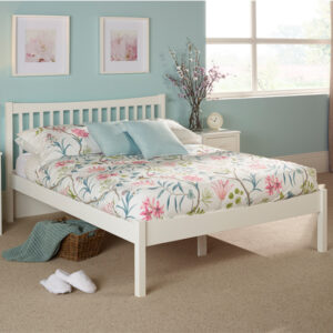 Alice Hevea Wooden King Size Bed In Opal White