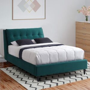 Ava Velvet Upholstered King Size Bed In Green