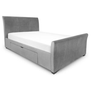 Cactus Velvet King Size Bed In Dark Grey With 2 Drawers