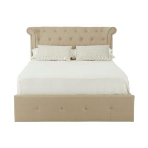Cujam Fabric Storage Ottoman Double Bed In Beige