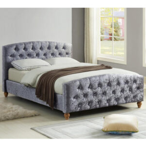Malise Crushed Velvet King Size Bed In Silver