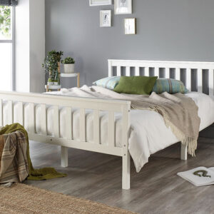 Aspire Atlantic White Wooden Bed Frame, Small Double