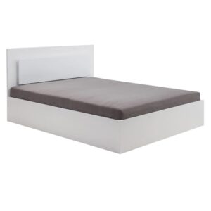 Senoia High Gloss Ottoman Super King Size Bed In White With LED