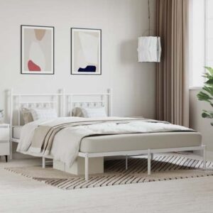 Attica Metal Super King Size Bed With Headboard In White