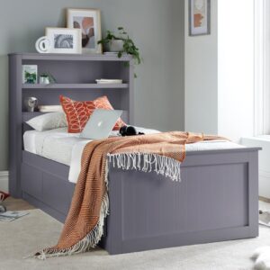 Enoch Enzo Wooden Single Bed With 3 Drawers In Grey