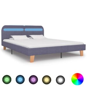 Alpharetta Fabric King Size Bed In Light Grey With LED