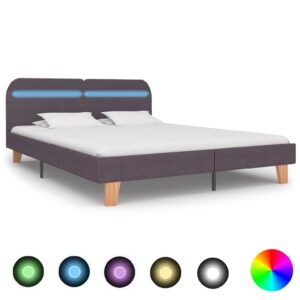 Alpharetta Fabric King Size Bed In Taupe With LED