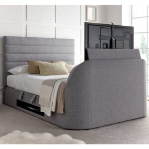 Alton Fabric Ottoman Storage Double TV Bed In Grey