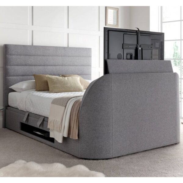 Alton Fabric Ottoman Storage Double TV Bed In Grey