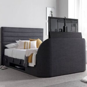 Alton Fabric Ottoman Storage Double TV Bed In Slate