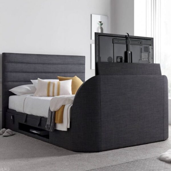 Alton Fabric Ottoman Storage Double TV Bed In Slate