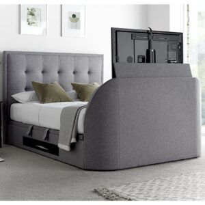 Felton Fabric Ottoman Storage Double TV Bed In Grey