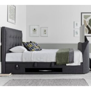 Felton Fabric Ottoman Storage Double TV Bed In Slate