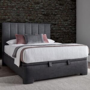 Milton Fabric Ottoman Storage Double Bed In Slate