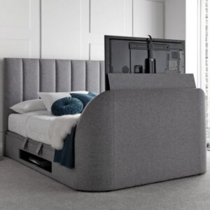 Milton Fabric Ottoman Storage Double TV Bed In Grey